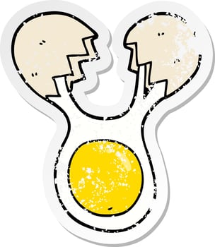 distressed sticker of a cartoon cracked egg vector