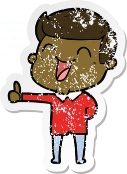 distressed sticker of a cartoon man laughing vector