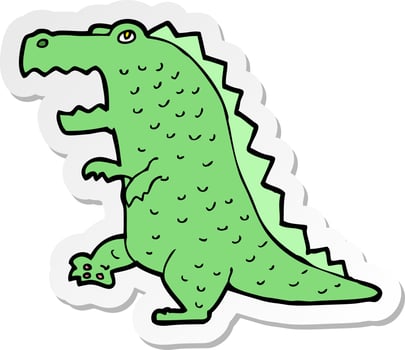 sticker of a cartoon dinosaur vector