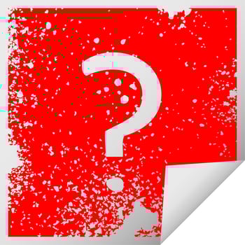 distressed square peeling sticker symbol question mark vector