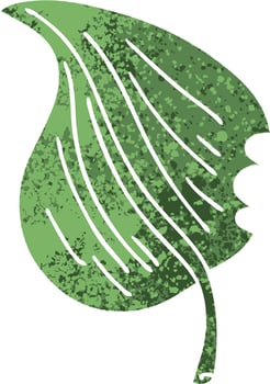 quirky retro illustration style cartoon munched leaf vector