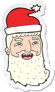 sticker of a cartoon laughing santa vector