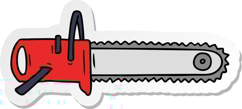 sticker cartoon doodle fo a chain saw vector