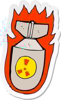sticker of a cartoon flaming bomb vector