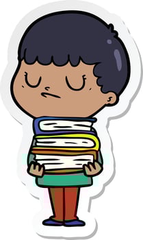 sticker of a cartoon grumpy boy vector