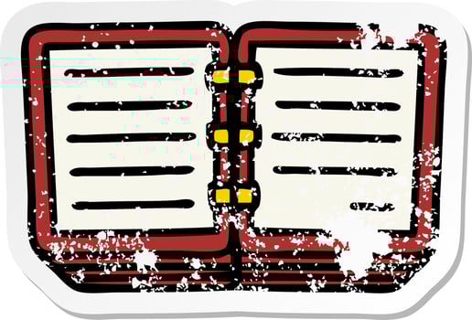 distressed sticker of a cute cartoon note book vector