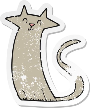 retro distressed sticker of a cartoon cat vector