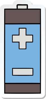 sticker of a cute cartoon electrical battery vector