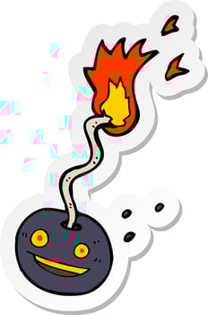 sticker of a cartoon bomb with face vector