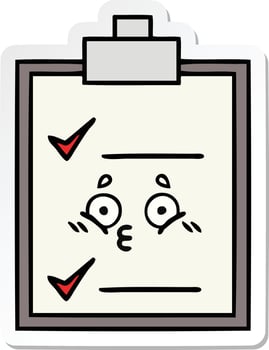 sticker of a cute cartoon check list vector