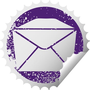 quirky distressed circular peeling sticker symbol parcel vector