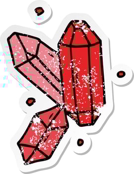 distressed sticker cartoon doodle of crystal gems vector