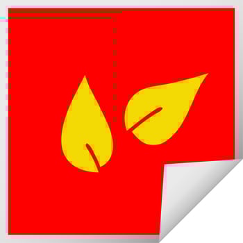 square peeling sticker cartoon leaves vector