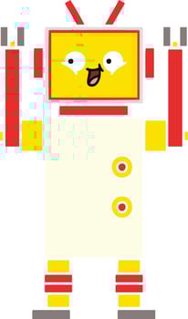 flat color retro cartoon robot vector