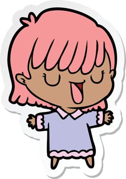 sticker of a cartoon woman vector