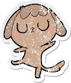 distressed sticker of a cute cartoon dog vector