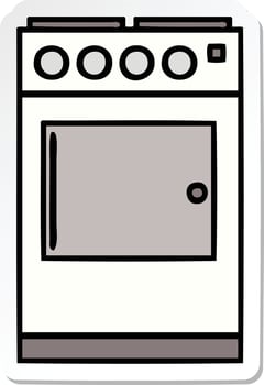 sticker of a cute cartoon oven and cooker vector