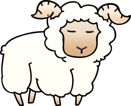 quirky gradient shaded cartoon ram vector