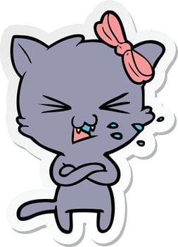 sticker of a cartoon cat vector