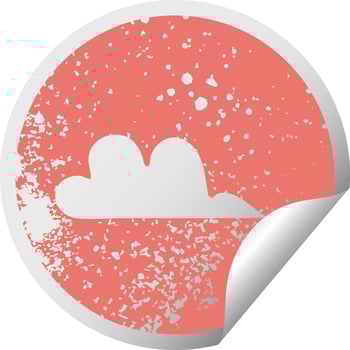 distressed circular peeling sticker symbol cloud vector