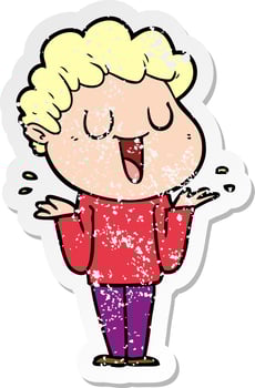 distressed sticker of a laughing cartoon man vector