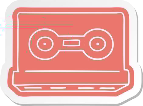 cartoon sticker of a retro cassette tape vector