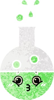 retro illustration style cartoon test tube vector