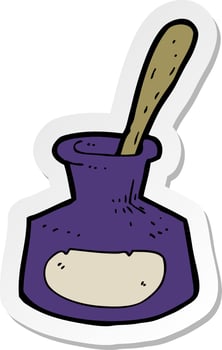 sticker of a cartoon ink pot vector