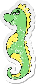 distressed sticker of a cartoon sea horse vector
