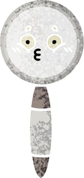 retro illustration style cartoon magnifying glass vector