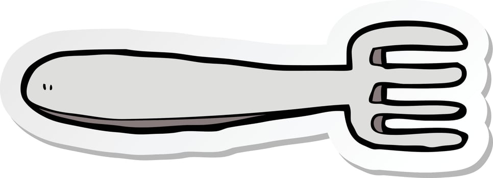 sticker of a cartoon fork vector