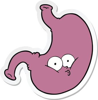 sticker of a cartoon bloated stomach vector