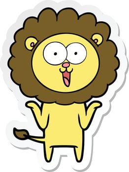 sticker of a happy cartoon lion vector