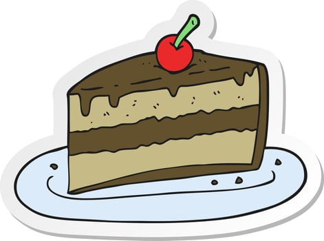 sticker of a cartoon slice of cake vector