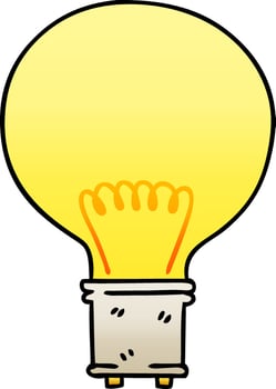 quirky gradient shaded cartoon light bulb vector