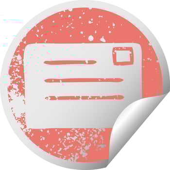 distressed circular peeling sticker symbol letter vector