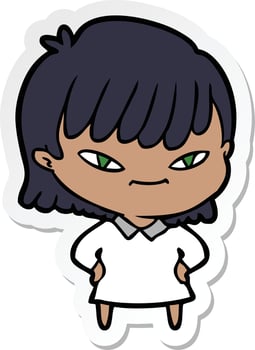 sticker of a cartoon woman vector