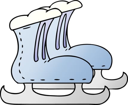 gradient cartoon doodle ice skate boots vector