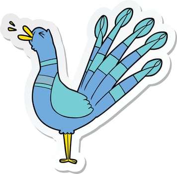 sticker of a cartoon peacock vector