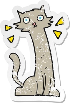 retro distressed sticker of a cartoon cat vector