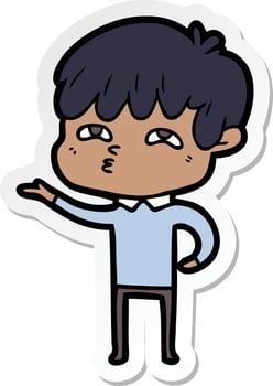 sticker of a cartoon curious man vector