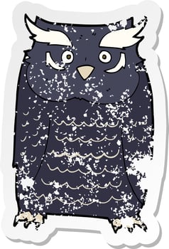 retro distressed sticker of a cartoon owl vector