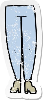 retro distressed sticker of a cartoon female legs vector