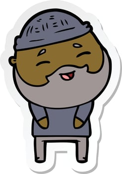 sticker of a cartoon happy bearded man vector