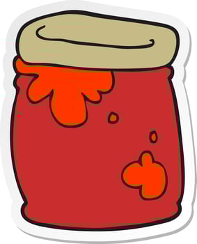 sticker of a cartoon jar of jam vector