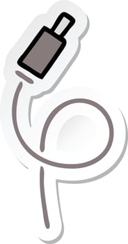 sticker of a cute cartoon audio wire vector