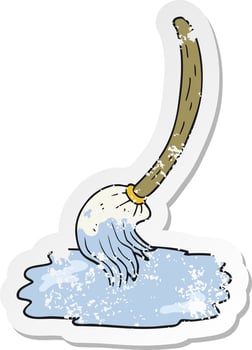 retro distressed sticker of a cartoon mop vector