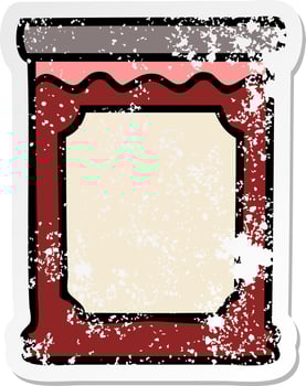 distressed sticker of a quirky hand drawn cartoon blueberry jam vector