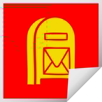 square peeling sticker cartoon mail box vector