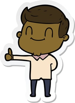 sticker of a cartoon friendly man vector